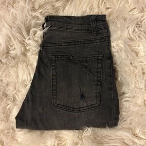 High Rise Black Distressed Denim Jeans